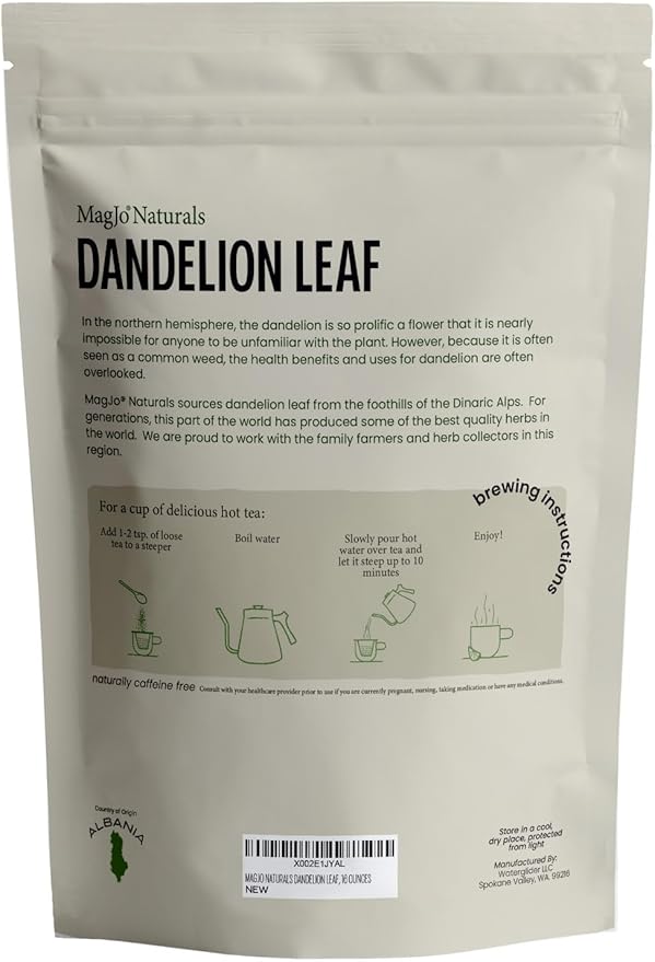 MagJo Naturals Wild-Harvest Dandelion Leaf (16 ounces) Cut & Sifted, Non-irradiated, Taraxacum officinale, Bulk 1 Pound, herbal infusion, te diente de leon organico