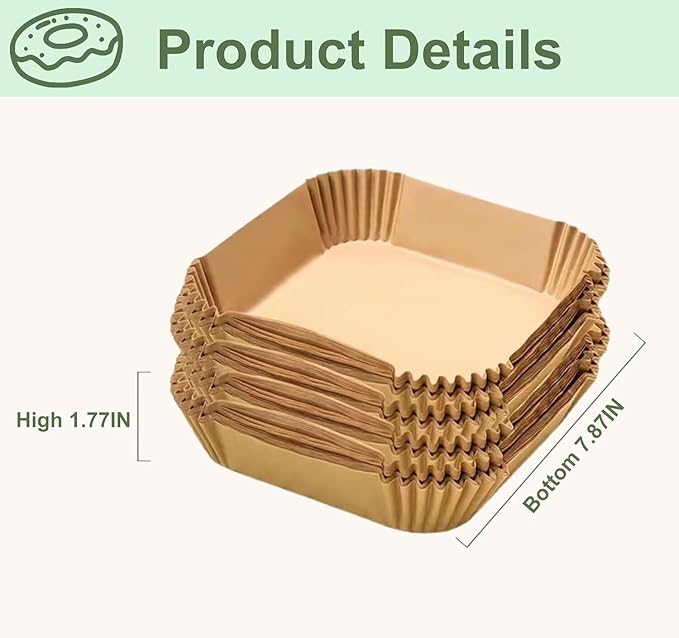 Air Fryer Liners,Disposable Airfryer Paper Liners,Non-Stick Oil-proof Water-proof for Easy Cleanup, Great for Oven, Pans & Baking,8??Sqaure for 4-8 qt Air Fryer, Steamer, Roasting,Microwave,120 Pcs