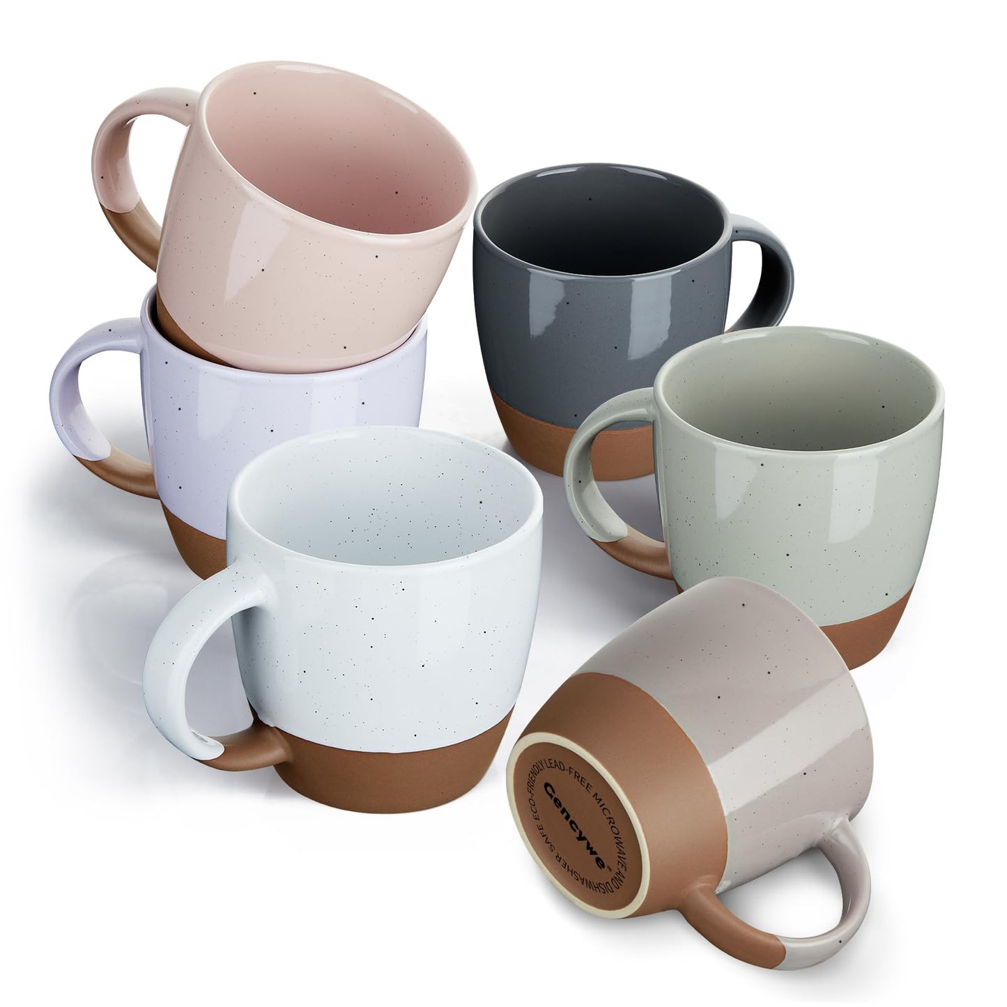 Morandi Color Ceramic Coffee Mugs Set of 6 (Large),18 oz Coffee Cups with Handle, Latte Mug, Big
