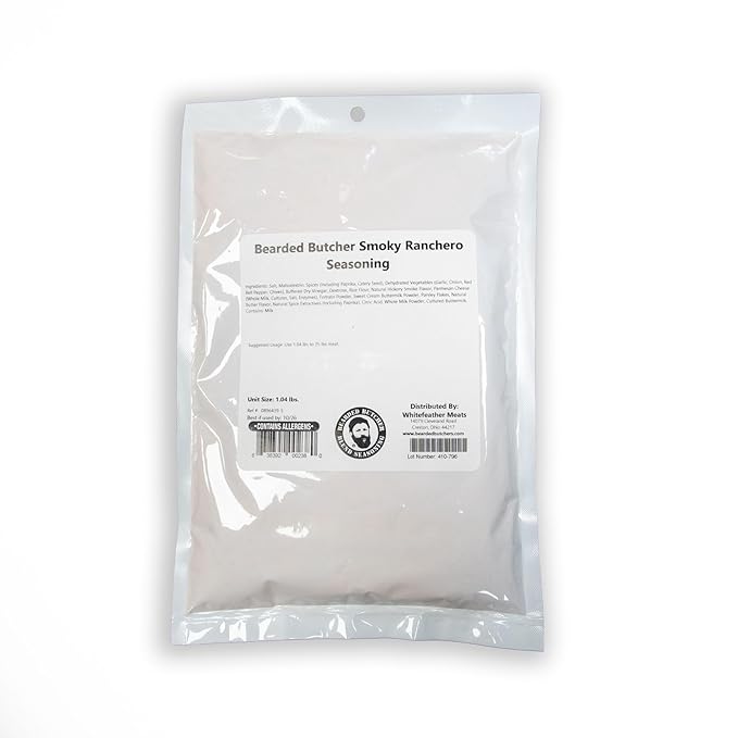 Bearded Butchers Smoky Ranchero Seasoning, 16.64oz ??For Up to 25 lbs of Meat ??Smoky, Spicy & Creamy Blend with Habanero, Paprika, Parmesan, and Buttermilk ??No MSG, No Anti-Caking Agents