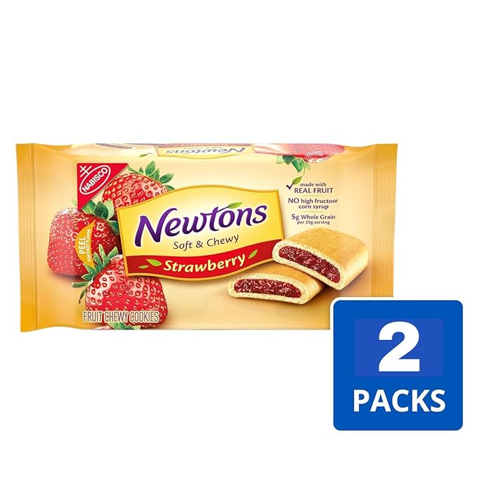 Newtons Soft & Fruit Chewy Strawberry Cookies 10 Oz (Pack Of 2) - Fig Newtons Cookies - Newtons Cookies Fig Fruit Chewy (Lyfno Trademark Spoon Included)