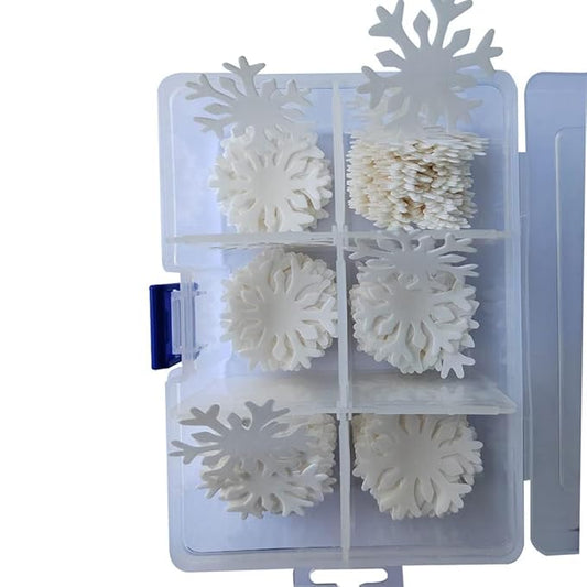 50Pcs White Edible Cake Cupcake Toppers Snowflakes Christmas Winter Frozen Party Decoration