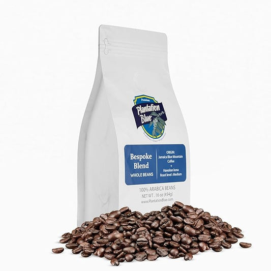 Plantation Blue Bespoke Blend of Blue Mountain and Hawaiian Kona Coffee Whole Beans (1lb)