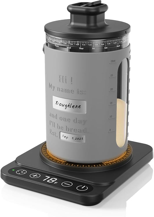 Sourdough Starter Warmer (Jar Not Included)– Precise 1°F Thermostat (70–100°F), Auto Heating On/Off, 12H Timer, Ideal for Consistent Fermentation in Any Kitchen Basic-BLK