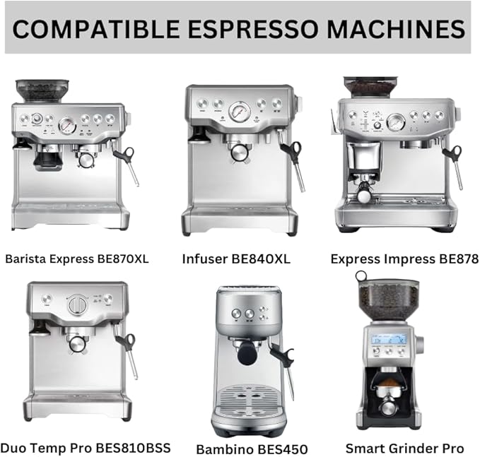 54mm Bottomless Portafilter 3 Ears ABS Handle ??Fits Breville Barista Express, Bambino, Impress, Duo Temp Pro and Infuser ??Includes 18g Filter Basket Hands-Free Dosing Funnel & 1.7mm Puck Screen