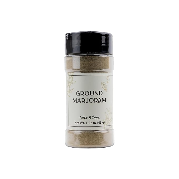 Olive & Vine Ground Marjoram, Earthy & Sweet, Seasoning for Soups, Stews, and Roasts, With Rich Tradition, Authentic Taste, For Global Recipes (1.52 Ounce)