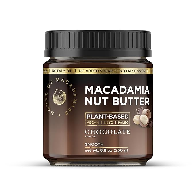 House of Macadamias Macadamia Nut Butter, Chocolate - 8.8oz - No Added Sugar, No Palm Oil, Plant-based, No Artificial Ingredients, Keto, Vegan, Creamy