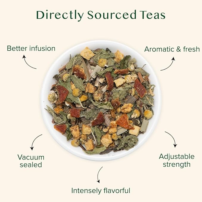 VAHDAM, Chamomile Mint Citrus Green Tea Leaves (50+ Cups, 3.5 oz) Essential Herbs | Green Tea Leaves, Chamomile, Peppermint, Spearmint, Orange Peels, Lemongrass | High Elevation Grown | Vacuum Sealed