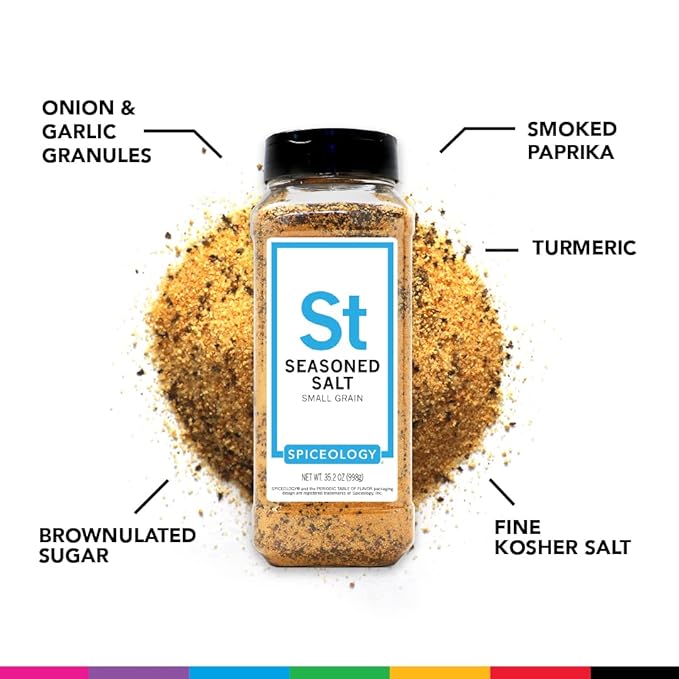 Spiceology - Seasoned Salt - Use On: French Fries, Tater Tots, Steak, Chicken, Fish, Veggies - Seasoning Salt - Spices and Seasoning - BBQ Rub - Gourmet Rub - Grilling Spices - 35.2 oz