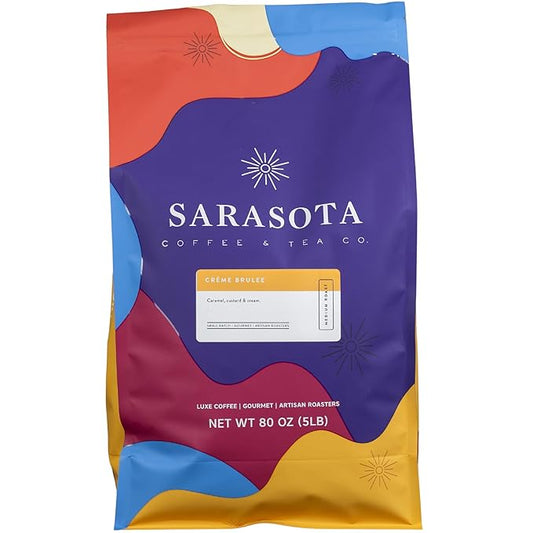 Sarasota Coffee Whole Bean Creme Brulee | Medium Roast Gourmet Flavored Coffee Beans | Low Acid