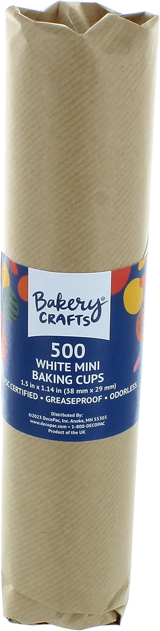 Bakery Crafts White Mini Baking Cups, 1.2" Cupcake Cases, Greaseproof Paper Liners for Mini Muffins, Fairy Cakes, and Extra Small Cupcakes, Pack of 500