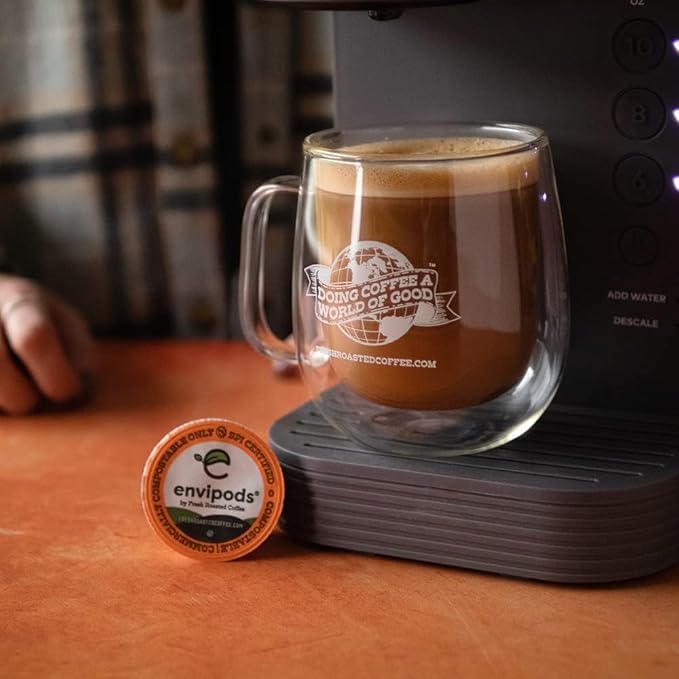 Fresh Roasted Coffee, Organic Black Knight Swiss Water Decaf envipods, Dark Roast, Fair Trade Kosher, 12 Count, Compatible With 1.0 & 2.0 K Cup Brewers