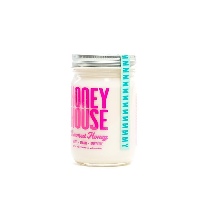 Honey House 100% Raw Creamed | Pure & Natural Unfiltered | Sustainably Sourced from American Bee Farmers | 12 oz Glass Jar | Smooth & Spreadable Texture | Natural Enzymes & Pollen - (2 Pack)