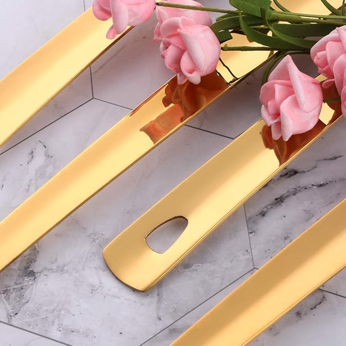 Stainless Steel Serving Spoons: Long Handle Flatware Set of 6 - Large Metal Kitchen Serving Tablespoons for Buffet Banquet 13-Inch Gold