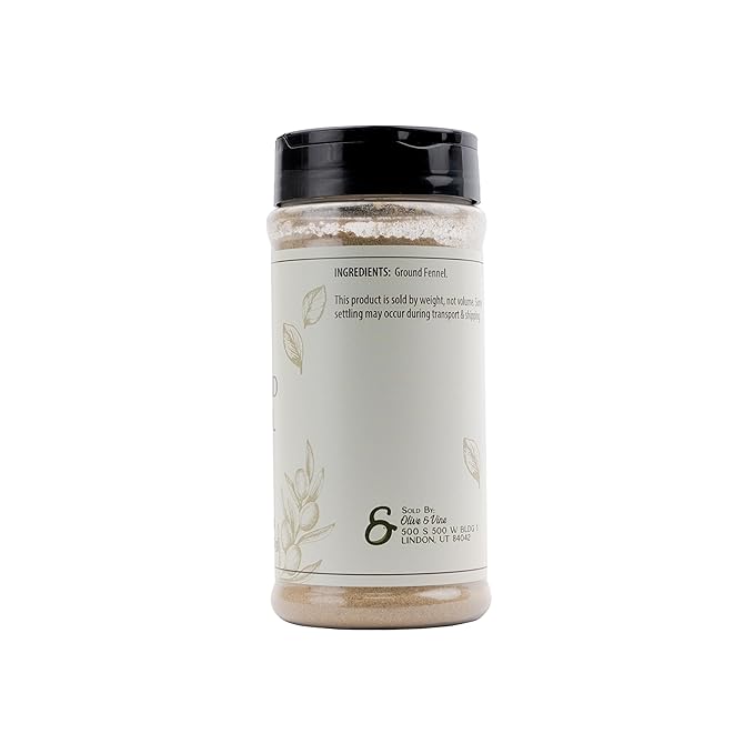 Olive & Vine Ground Fennel, Aromatic Spice, Seasoning for Sausages, Curries, and Baked Goods, with Rich Tradition, Authentic Taste, For Global Recipes (6 Ounce)