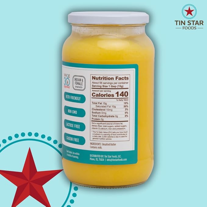 Tin Star Foods - Grassfed Ghee (Grassfed Biodynamic 22.5 oz)