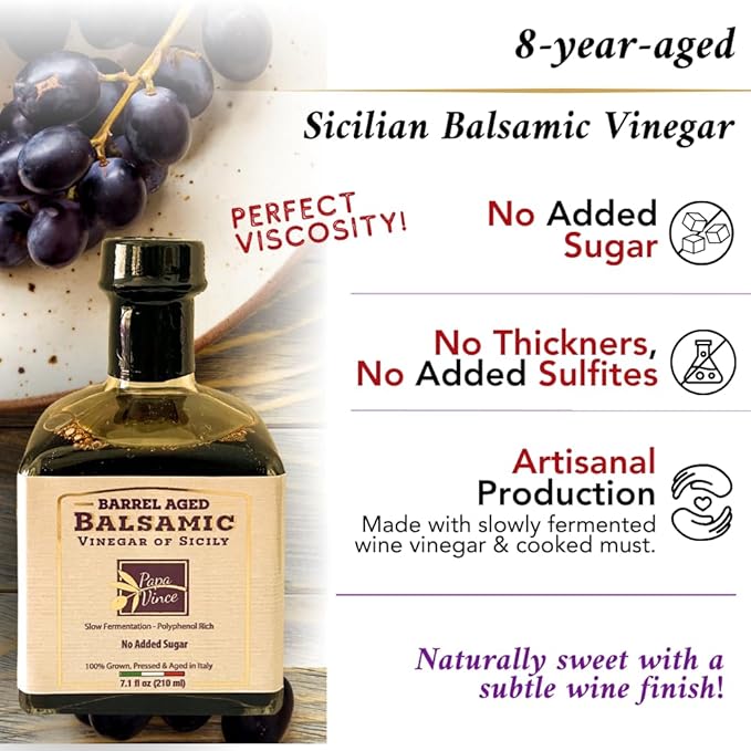 Papa Vince Olive Oil & Balsamic Vinegar Gift Set ??Made in Italy, Family-Grown in Sicily. Features Sipping-Quality, Organic, Polyphenol-Rich EVOO & Slowly Aged, No-Sugar-Added Balsamic Vinegar