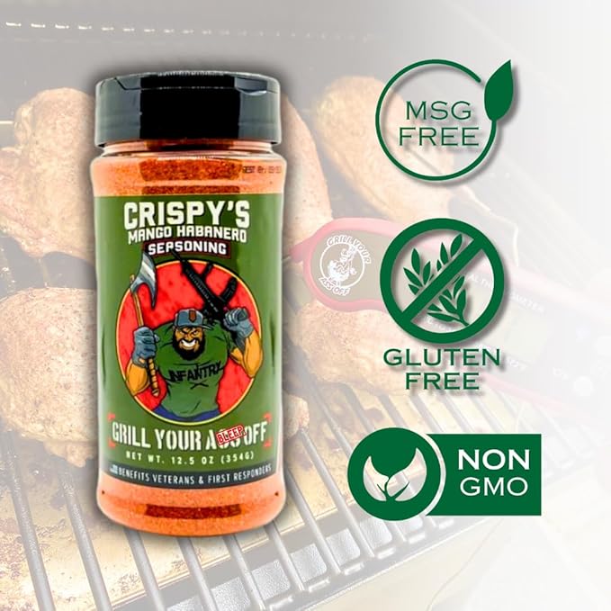 GYAO Crispy's Mango Habanero Seasoning – Sweet & Spicy BBQ Seasoning for Chicken, Pork, Steak & More – MSG & Gluten Free – Veteran-Owned USA Made