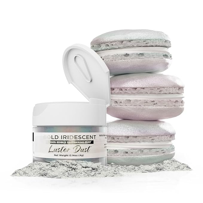 Luster Dust - Gold Iridescent (4g 1x Jar) | Edible Vegan Dust & Paint for Cake Decorating, Ice Cream, Desserts, Cocktails and Beverages by Bakell