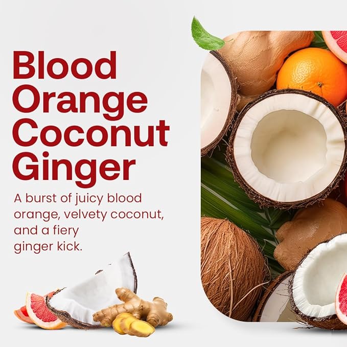 Dr. Smoothie Refreshers Blood Orange Coconut Ginger ??Made with Real Fruit Juice ??Drink Concentrate, No Artificial Colors, Shelf-Stable ??Lightly Caffeinated with Green Coffee Extract (46 oz Bottle)