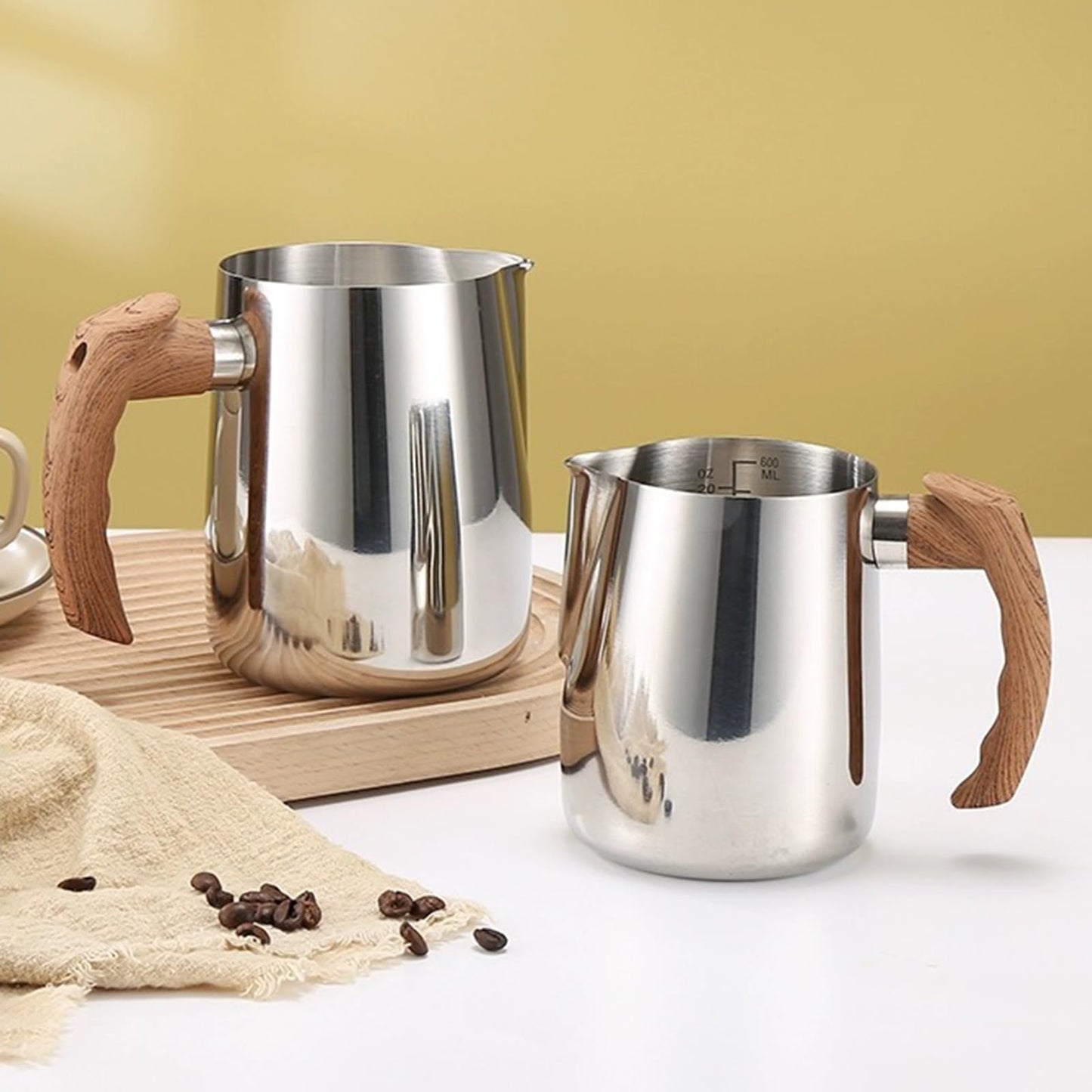 Stainless Steel Milk Frothing Pitcher - 20oz (600ml), Espresso Steaming Pitcher with Anti-scald