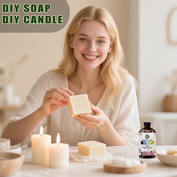 Lily Essential Oil (4 oz/120 ml) ??Lily Oils for Aromatherapy, diffusers, humidifiers, Home fragrances, DIY Skincare, soap Making, DIY Candle Making, Relaxation, Yoga, and Meditation