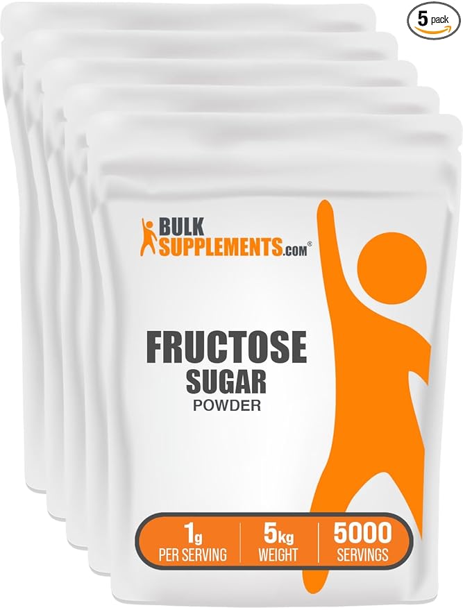 BulkSupplements.com Fructose Powder - Fructose Sugar, Zero Calorie Sweetener - Food Grade & Gluten Free, 1g per Serving, 1kg (Pack of 5) (11 lbs)