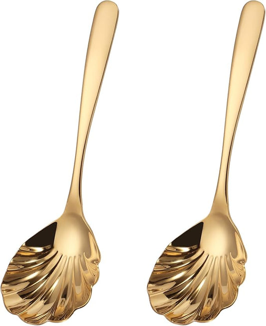Large Serving Spoon, Stainless Steel Catering Serving Utensils for Party Buffet Dinner Banquet Cooking Kitchen Basics,Dishwasher Safe(Gold)