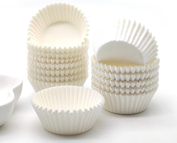 Greaseproof Mini Cupcake Liners, Premium Paper Baking Cups for Party Celebration,(White, 300-count)