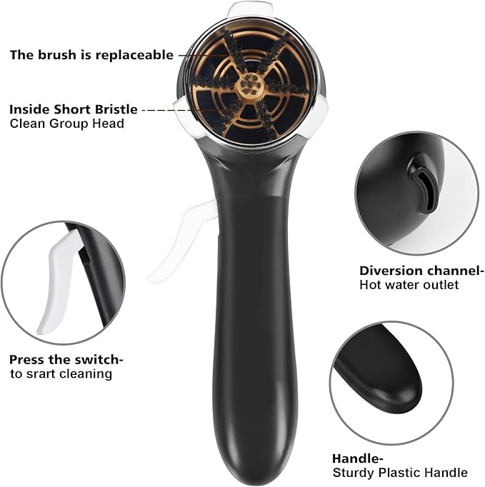 Espresso Coffee Machine Cleaning Brush, 360ì§?Cleaning Push-Up Coffee Maker Brush, Espresso Machine Brush Coffee Cleaning Tool Compatible with 54mm Breville Machines Barista, Home, Kitchen