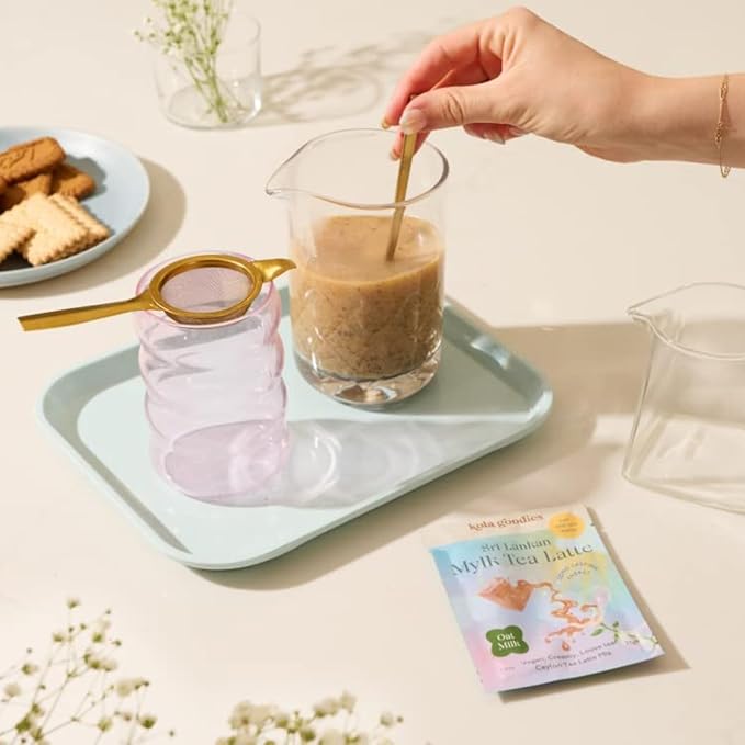 Kola Goodies - Oat Milk Tea Latte - Vegan - Mood Lifter w/Low Caffeine - Made with Loose Leaf Ceylon Tea, Oat Milk Powder, Monk Fruit Sweetener & Raw Coconut Sugar - Ready in 3 Minutes - 10 Sachets