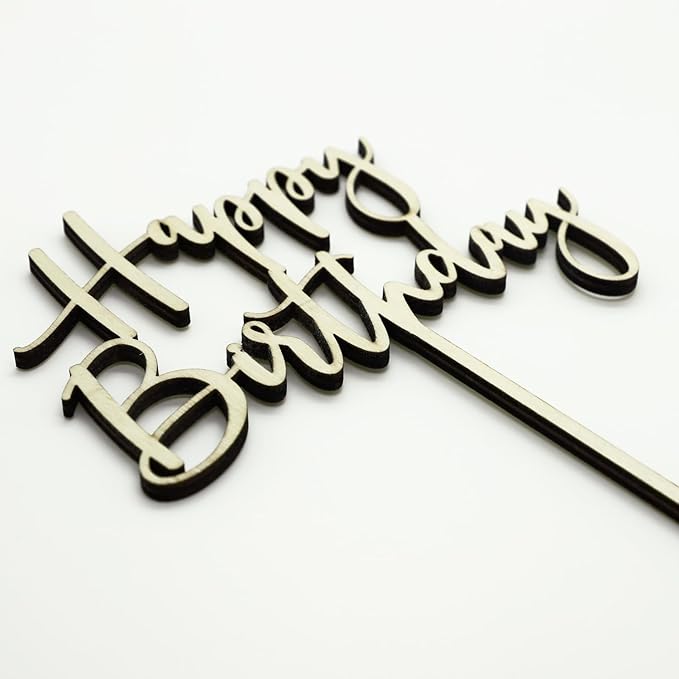 Wooden Happy Birthday Cake Toppers, Birthday Party Decoration Supplies, Premium Quality Decoration (Design 01)