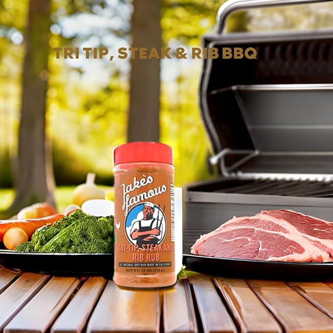 Jake's Righteous Rubs Tri Tip, Steak & Rib Rub 11 Oz All Purpose, Brown Sugar BBQ Seasoning for Beef, Pork, Chicken, Ribs, Prime Rib, Gluten-Free, No MSG (Pack of 1)