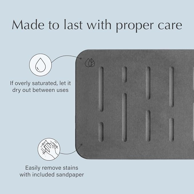 Dorai Home Bath Stone Mat 23.6"x15.4" (2-Pack) – Quick-Dry, Non-Slip Diatomite Stone Bath Mat, Rain Sandstone