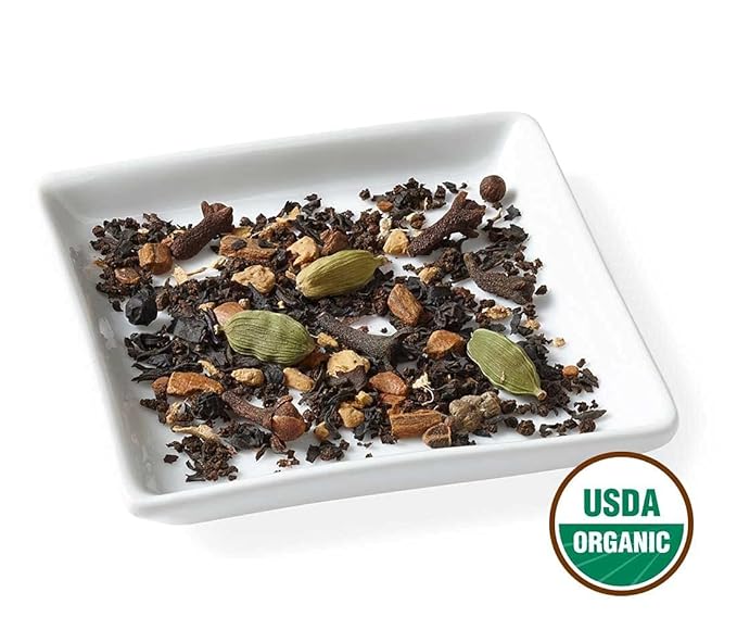 Golden Moon Tea Organic Masala Chai Black Tea - Pure & Authentic Blend - Loose Leaf, Non-GMO - Half Pound (96 Servings)