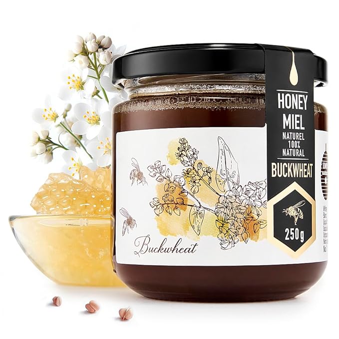 HONIGMA® Raw Buckwheat Honey | Exquisite Taste | 100% Pure | Unpasteurized | Unfiltered | Partially crystallized | 250g/8.8oz