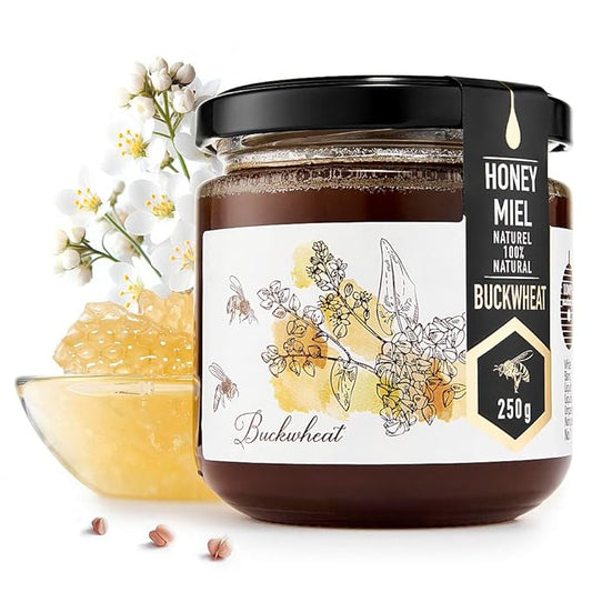 HONIGMA® Raw Buckwheat Honey | Exquisite Taste | 100% Pure | Unpasteurized | Unfiltered | Partially crystallized | 250g/8.8oz
