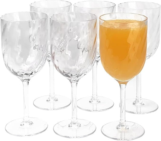 Yalin Set of 6 Unbreakable 12 oz Acrylic Plastic Wine and Water Tumbler Stackable Goblets. (Clear, 15 oz)