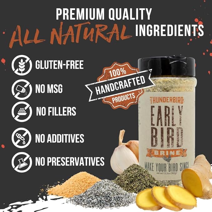 Lane's Thunderbird Early Bird Turkey Brine Mix, All-Natural Chicken Brine Seasoning for Marinating Meat & Chicken Brine Mix & Turkey, 13.5 Oz