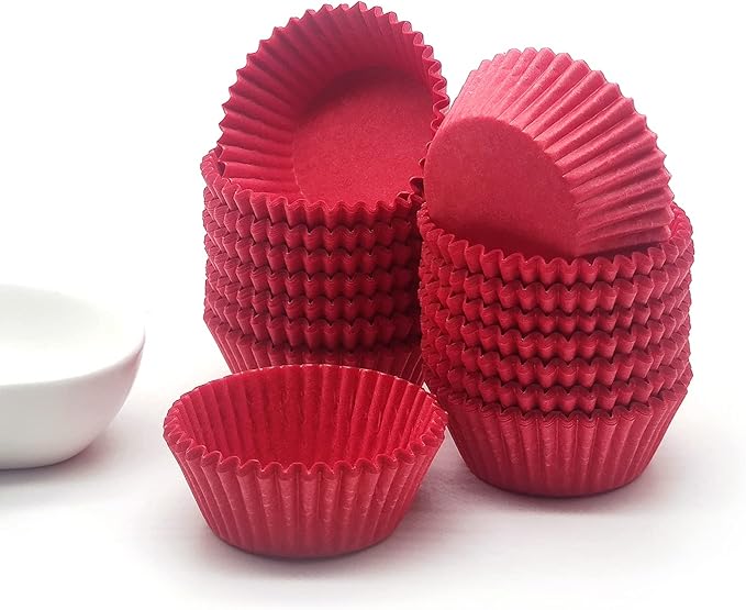 Greaseproof Mini Cupcake Liners, Premium Paper Baking Cups for Party Celebration,(Red, 300-count)