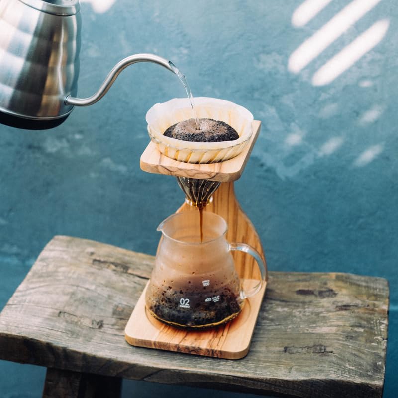 Hario V60 Olive Wood Pour Over Stand Set