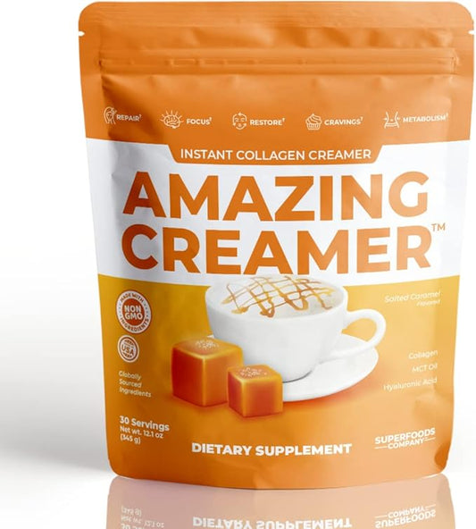 Superfoods Company Amazing Creamer with Collagen - Keto Creamer-Hyaluronic Acid & MCT Oil - Brain