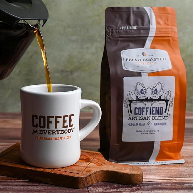 Fresh Roasted Coffee, Coffiend, 12 oz, Med-Dark Roast, Kosher, Whole Bean