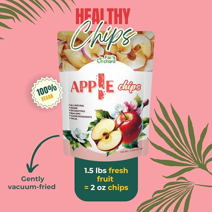 Far's Orchard Apple?츮hips ??4?츿ack (1.5?칚z Resealable Bags), Crunchy Dried Fruit Snack, Vegan, Non?멒MO, No Additives