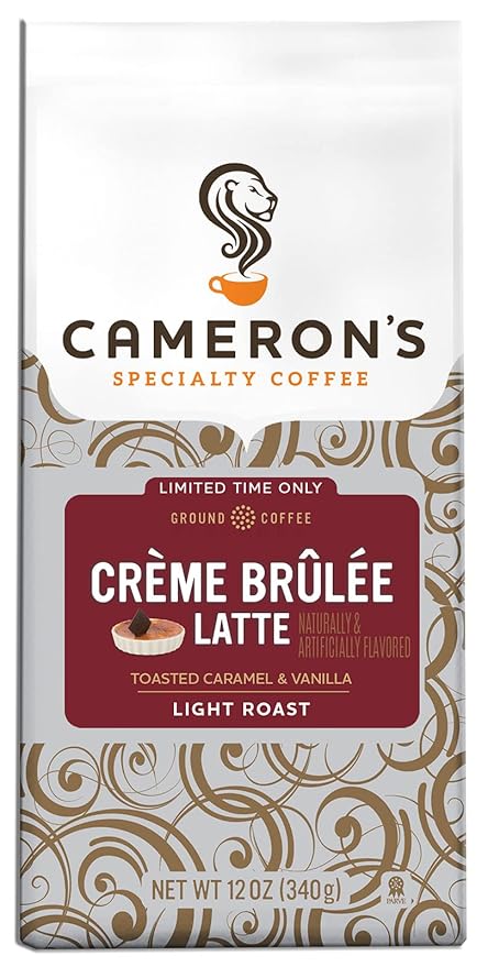 Cameron's Coffee Holiday Roasted Ground Coffee Bag, Flavored, Cr챔me Brulee Latte, 12 Ounce