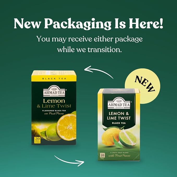 Ahmad Tea Lemon & Lime Twist Black Tea, 20-Count Boxes (Pack of 6)