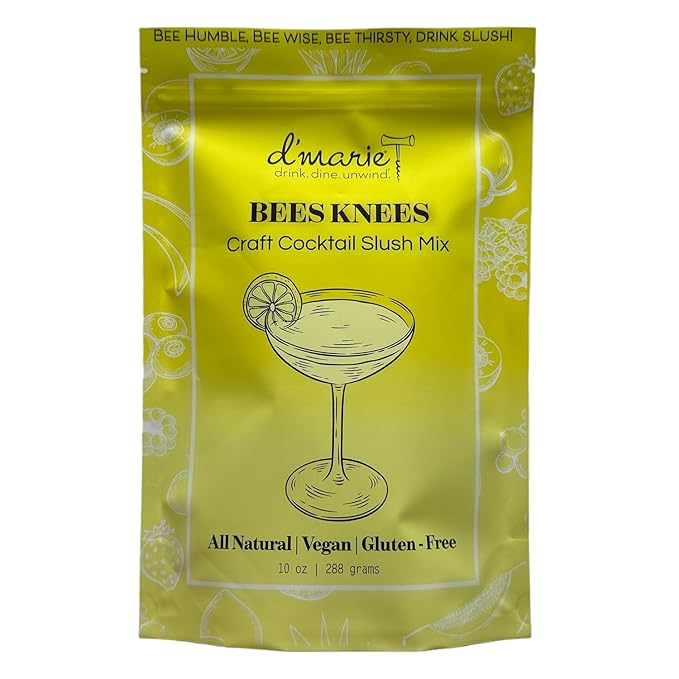 Frozen Cocktail Drink Mix - Makes 10 Slushies - Bees Knees Drink Powder Pouches for Alcohol - All Natural Low Sugar Mixer, No Blender Needed