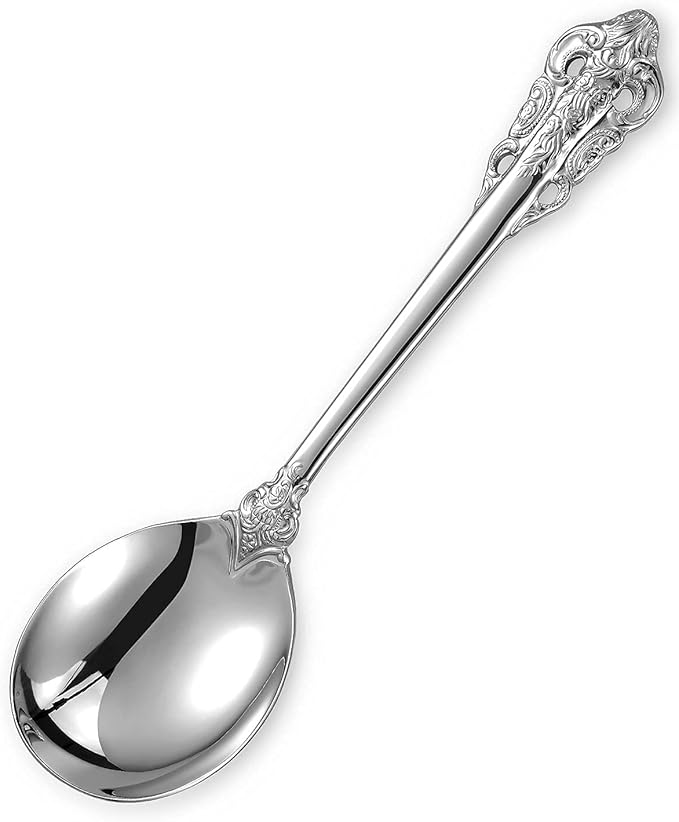 KEAWELL Gorgeous Round Soup Spoon, Set of 4, 18/10 Stainless Steel, Luxury Bouillon Spoon, Dishwasher Safe, Fine Mirror Polished (Silver)