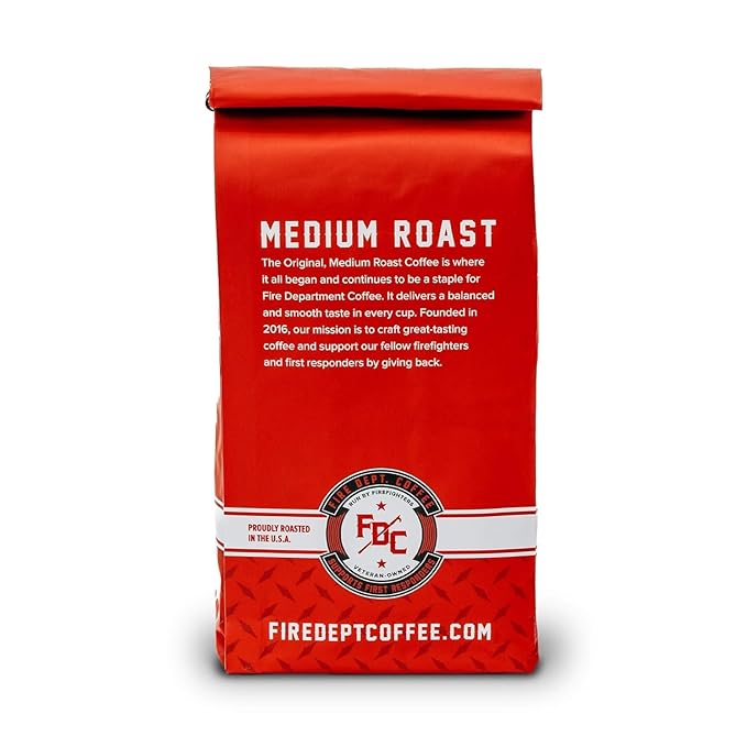 Fire Department Coffee - Gives Back to Firefighters - Original Medium Roast Ground Coffee - Balanced & Smooth - Roasted in the USA - Veteran Owned (12 oz, Pack of 2)
