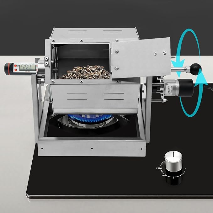 Commercial Coffee Bean Roaster 300-1200g Coffee Bean Baker Drum Type Stainless Steel Roasting Machine for Peanuts, Seeds, Nuts (Style 1)